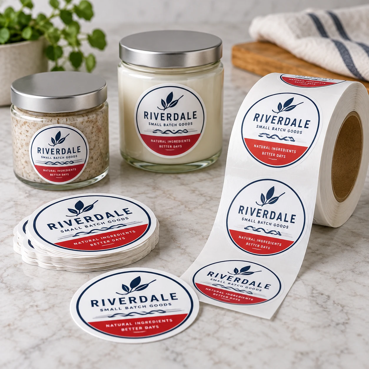 Stickers & Labels — illustrative product mockup